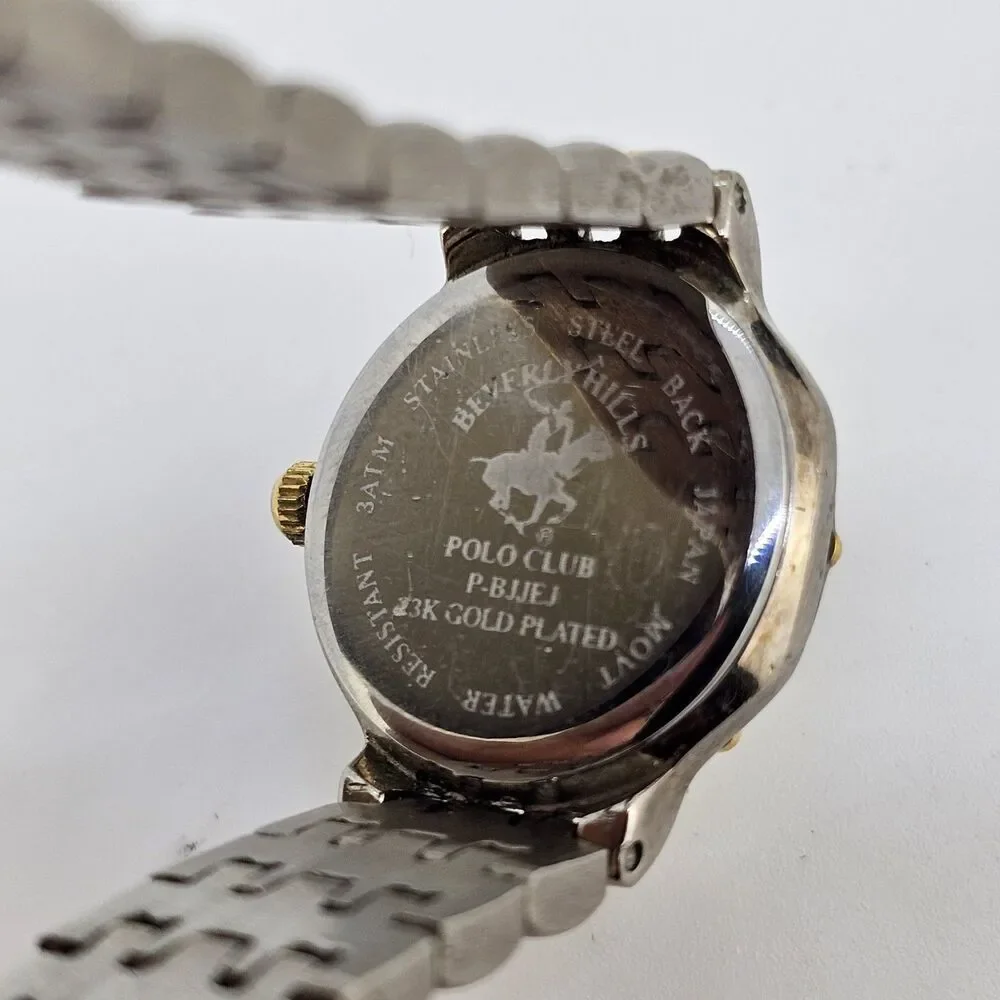 Beverly Hills Polo Club Watch Women 22MM White Dial Two Tone Band 6